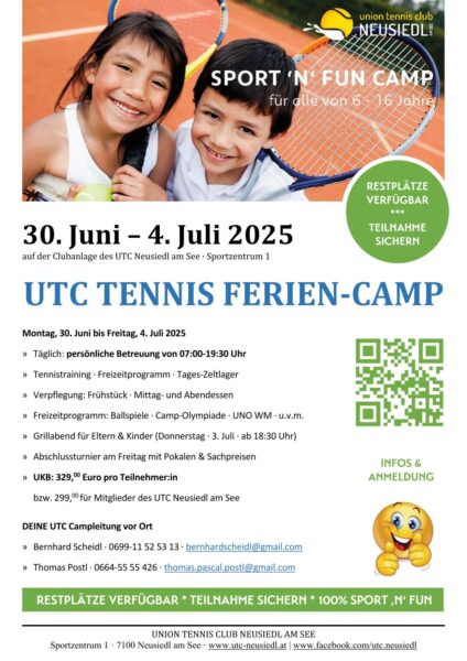 INFOPOSTER_Tennis-Ferien-Camp 2025_UTC Neusiedl am See-1