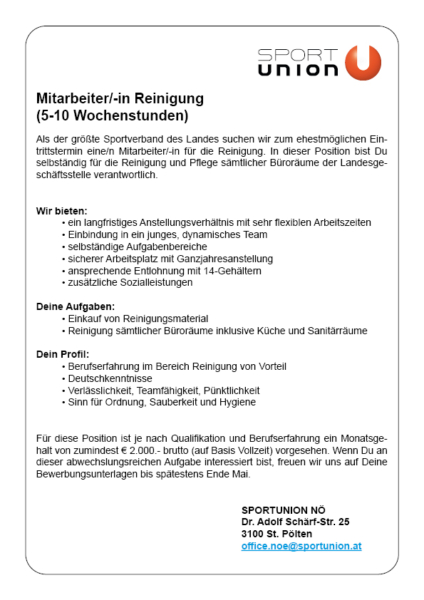 Ausschreibung Reinigung 2026
