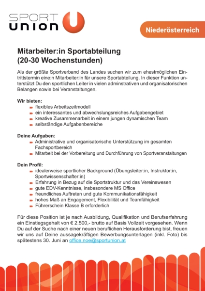 Ausschreibung Sportabteilung 2026