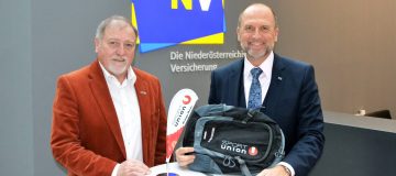 NV Vorstandsdirektor Bernhard Lackner und SPORTUNION Niederösterreich Präsident Raimund Hager freuen sich auf die weitere Zusammenarbeit.