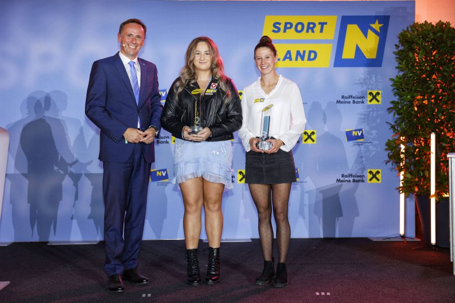Sportlandesrat Jochen Danninger, Sarah Fischer, Magdalena Lindner