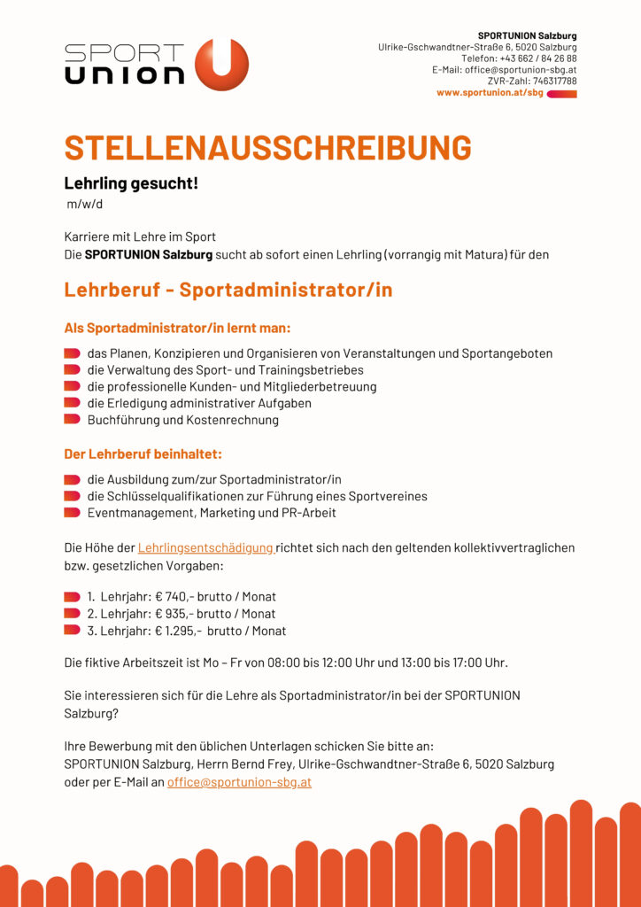 Stellenausschreibung Lehrberuf Sportadministrator