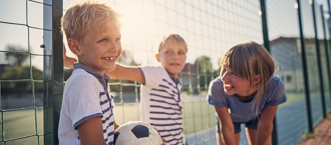 Kids having fun at the schoolyard