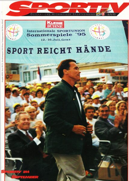 Arnold Schwarzenegger auf Besuch bei den Sommerspielen 1995