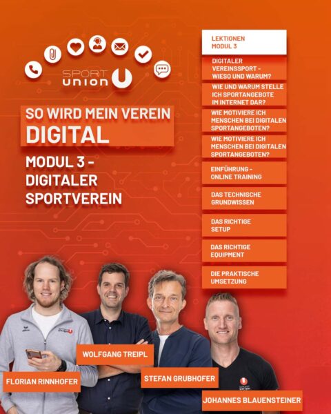 So wird mein Verein digital - Übersichtsgrafik Modul 3 - Digitaler Vereinssport